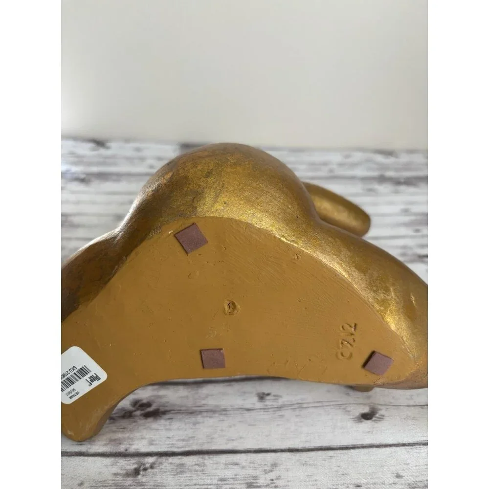 Pier 1 Gold Yoga Frog Statue Figure Zen 10x11” Heavy Garden Decor